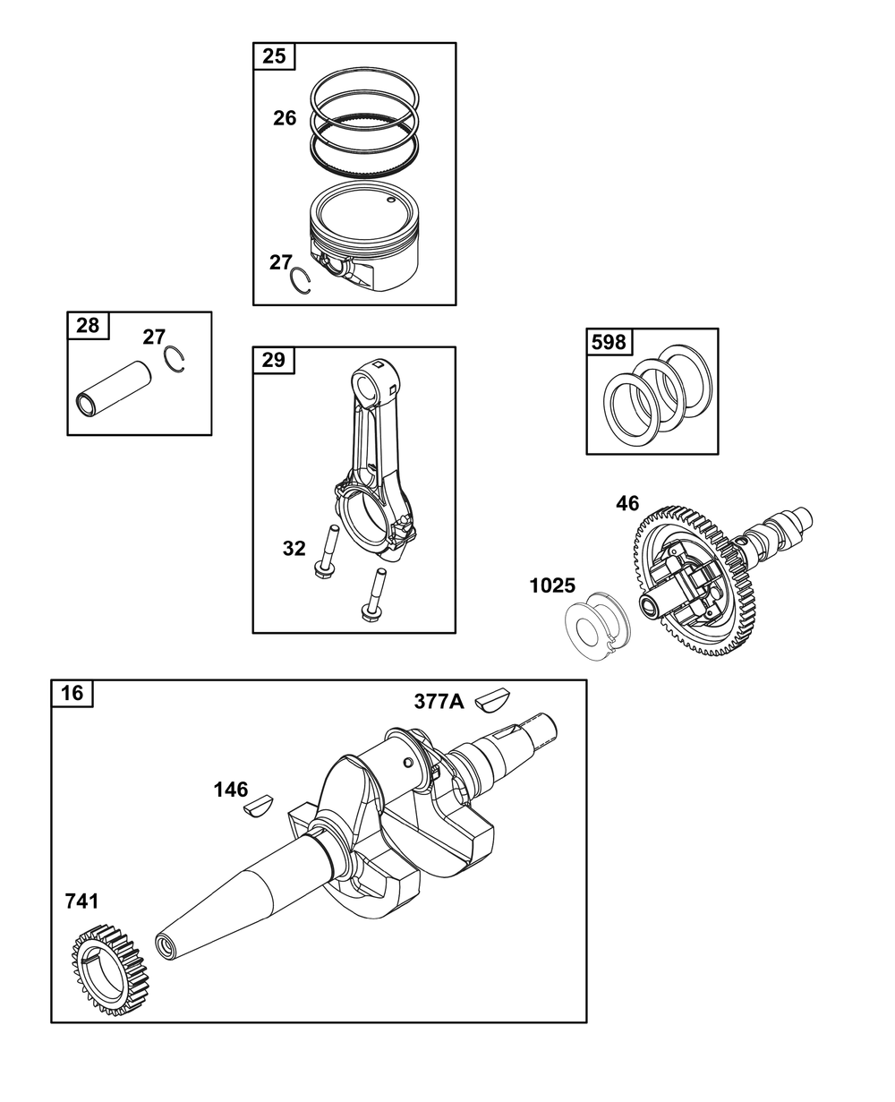 Crankshaft Group Diagram and Parts List for 38E347-0108-G1 200000 - 399999 Briggs and Stratton Engine